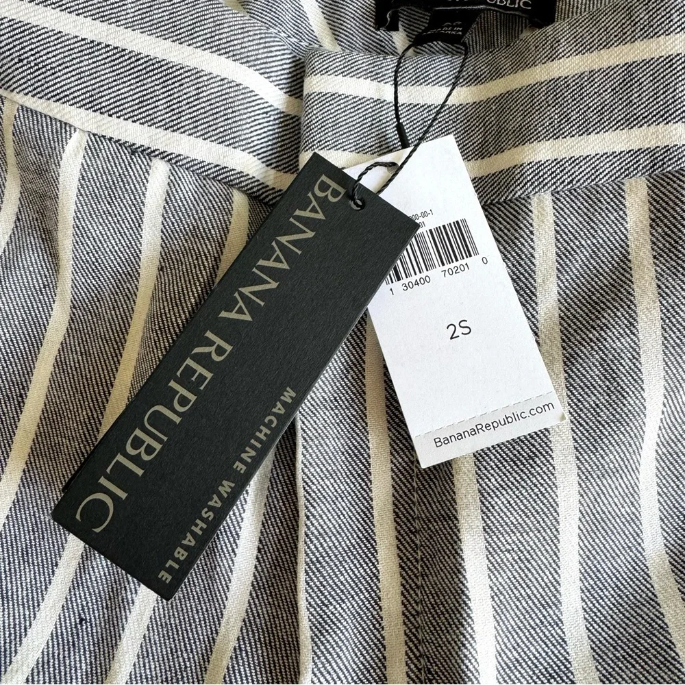 Banana Republic High Rise Wide Leg Linen Cotton Pant Striped Sz 2S